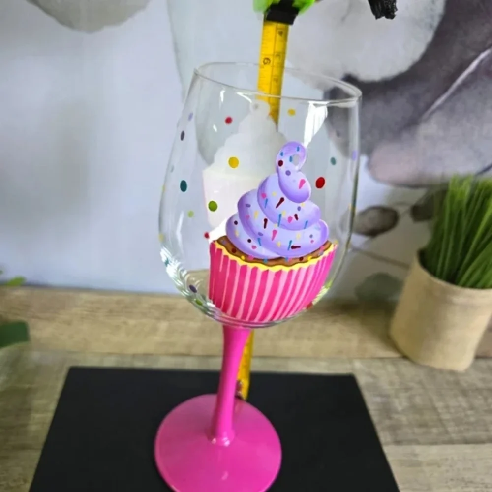 Pink Cupcake Wine Glass
